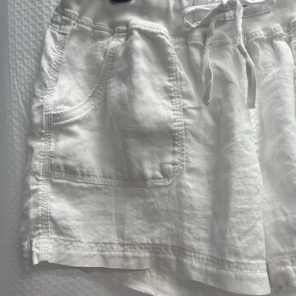 Calvin Klein White Linen Drawstring Waist Shorts Classic Summer Beach XL